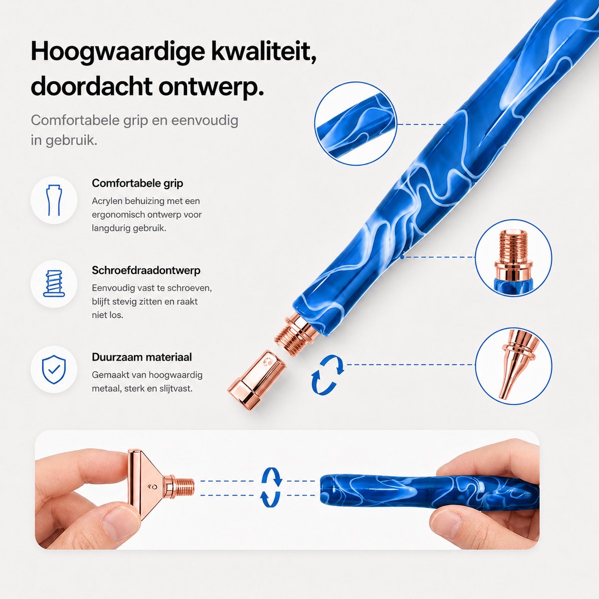 BOTC Diamond Painting Art pen Kit - Dot Pen Kit - 5D Diamond Paint- met Gereedschapstoebehoren -Blauw — afbeelding 3