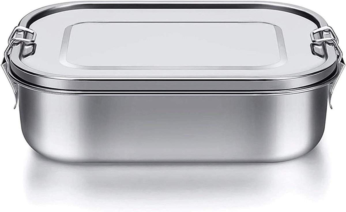 RVS Lunchbox - Bento Box - Maaltijd Meenemen - Met Compartimenten - 1 Liter - Zilver