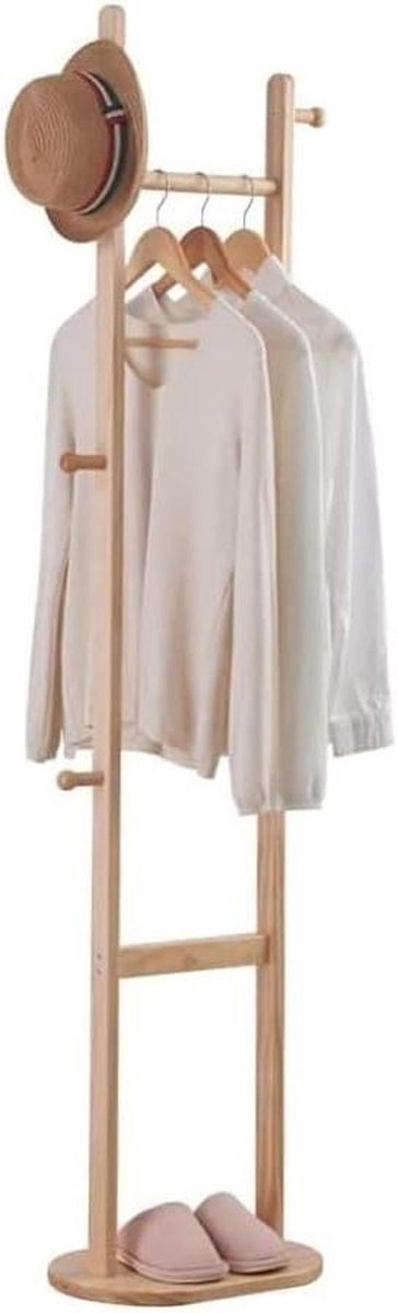 Staande Kapstok - Kleding Hanger - Jas Ophangen - Massief Hout - 163 cm Hoog - Houtkleur