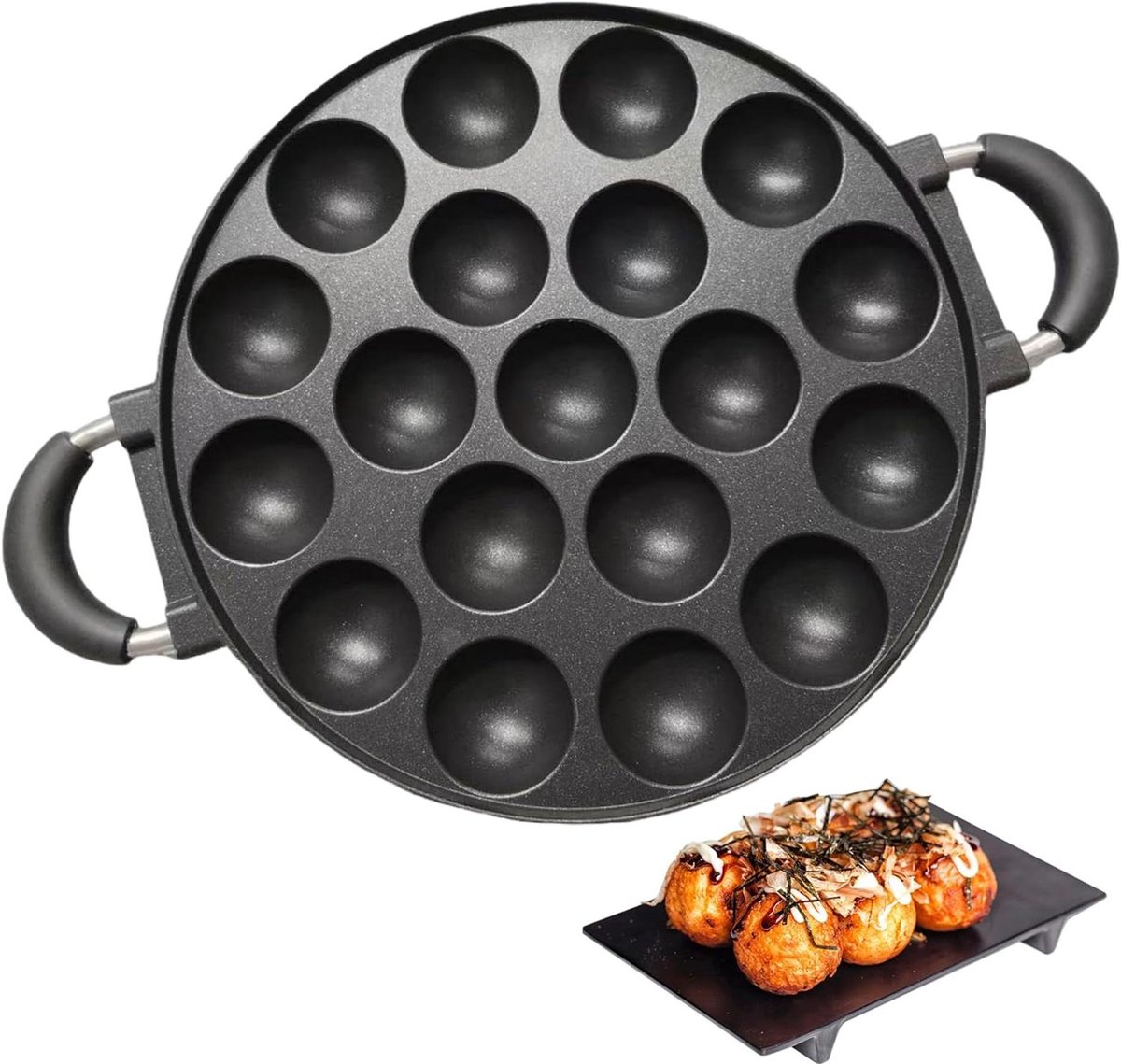 Mini Pannenkoekenpan Eierkoekenpan Ontbijt Maken 19 Vormen Ontwerp 40 x 28 cm Zwart