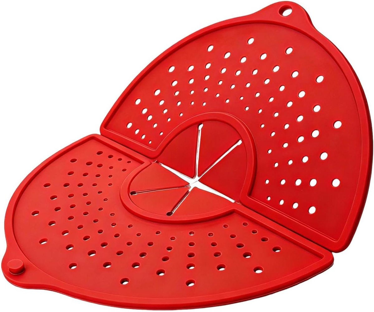 Splatter Guard - Kookdeksel Pan - Schoon Koken - Hittebestendig Siliconen - 36 x 325 cm - Rood