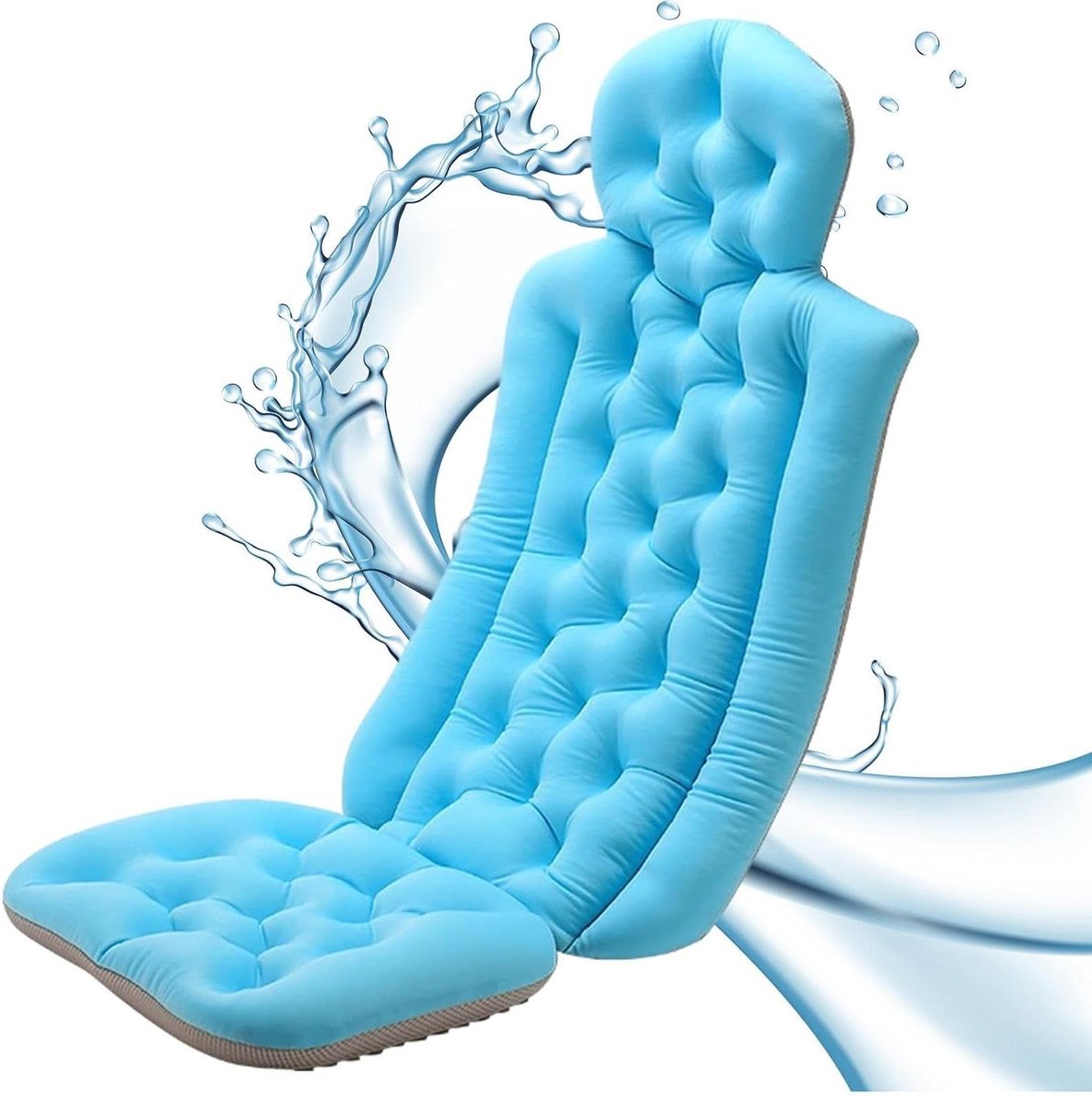 Badkussen Luxe - Badkussen Thuis - Ontspannen in Bad - Antislip Zuignap - Full Body - Blauw