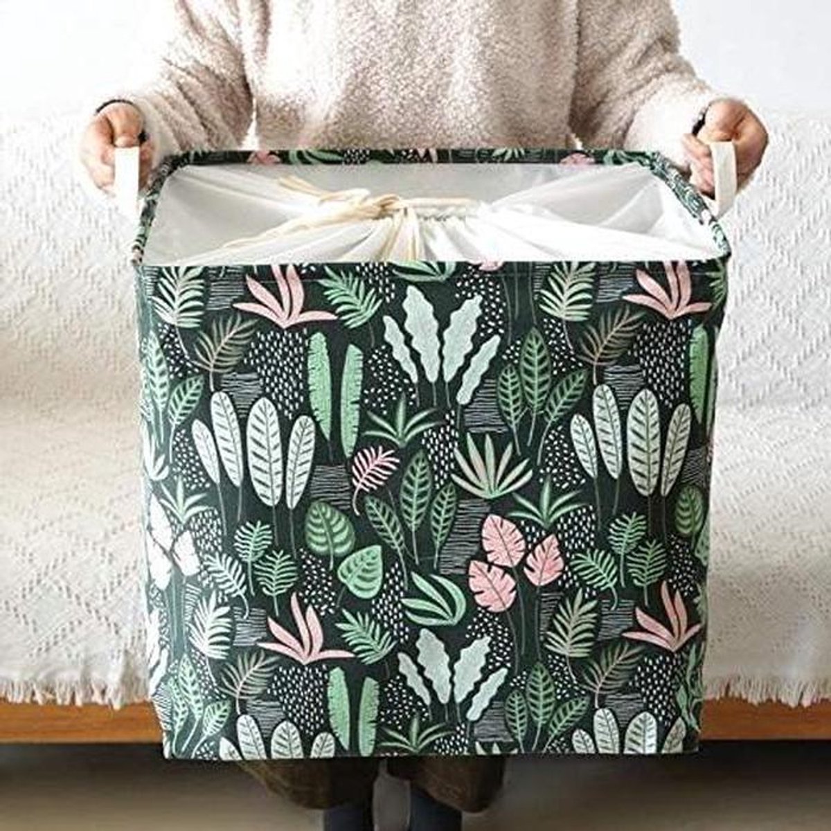 Opbergmand - Wasmand mand - Huishoudelijke opslag - Waterdichte voering - Super groot - Grijs