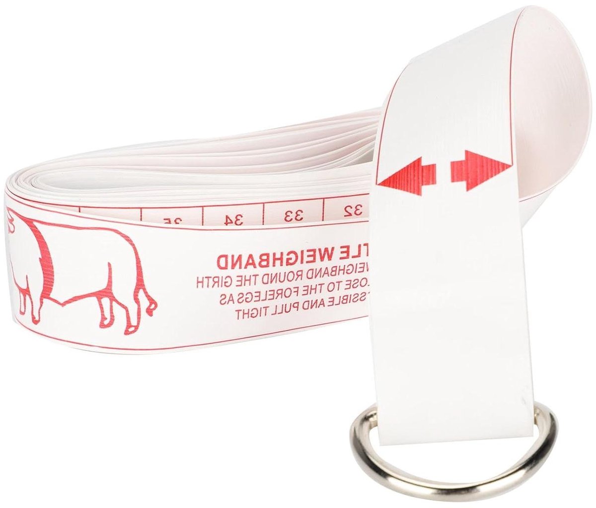 Vee Meetlint - Lichaamsliniaal Boer - Gewicht Schatten - Tweezijdige Maattabel - 250 cm - Wit