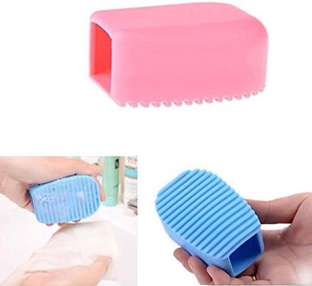 Mini Wasbord Handwas Plank Vlekken Verwijderen Golfvormig Oppervlak 2 Stuks Blauw Roze