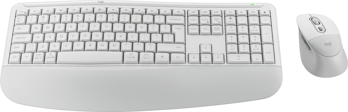 Logitech Signature Comfort Plus Combo MK880 – Draadloze toetsenbord en muis – Geïntegreerde palmsteun - Bluetooth - Wit