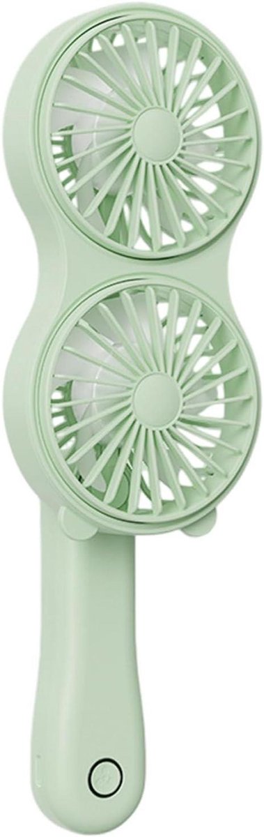 Draagbare Zakventilator - Handventilator Dubbel - Buitenactiviteiten Verkoeling - Dubbelkop Systeem - 15.5x7.5x5.3cm - Groente
