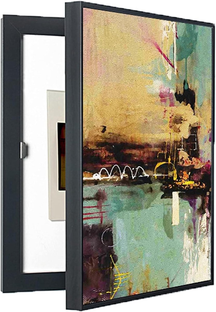 Meterkast Deksel - Beschermhoes Elektrisch - Wanddecoratie - Innovatief Frame - 50x60cm - Zwart
