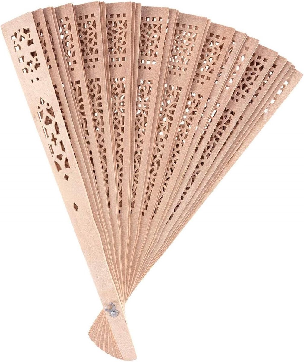 Houten opvouwbare ventilator - Hand ventilator - Koelte Op Maat - Natuurlijk materiaal - 35 cm breed - Houtkleur