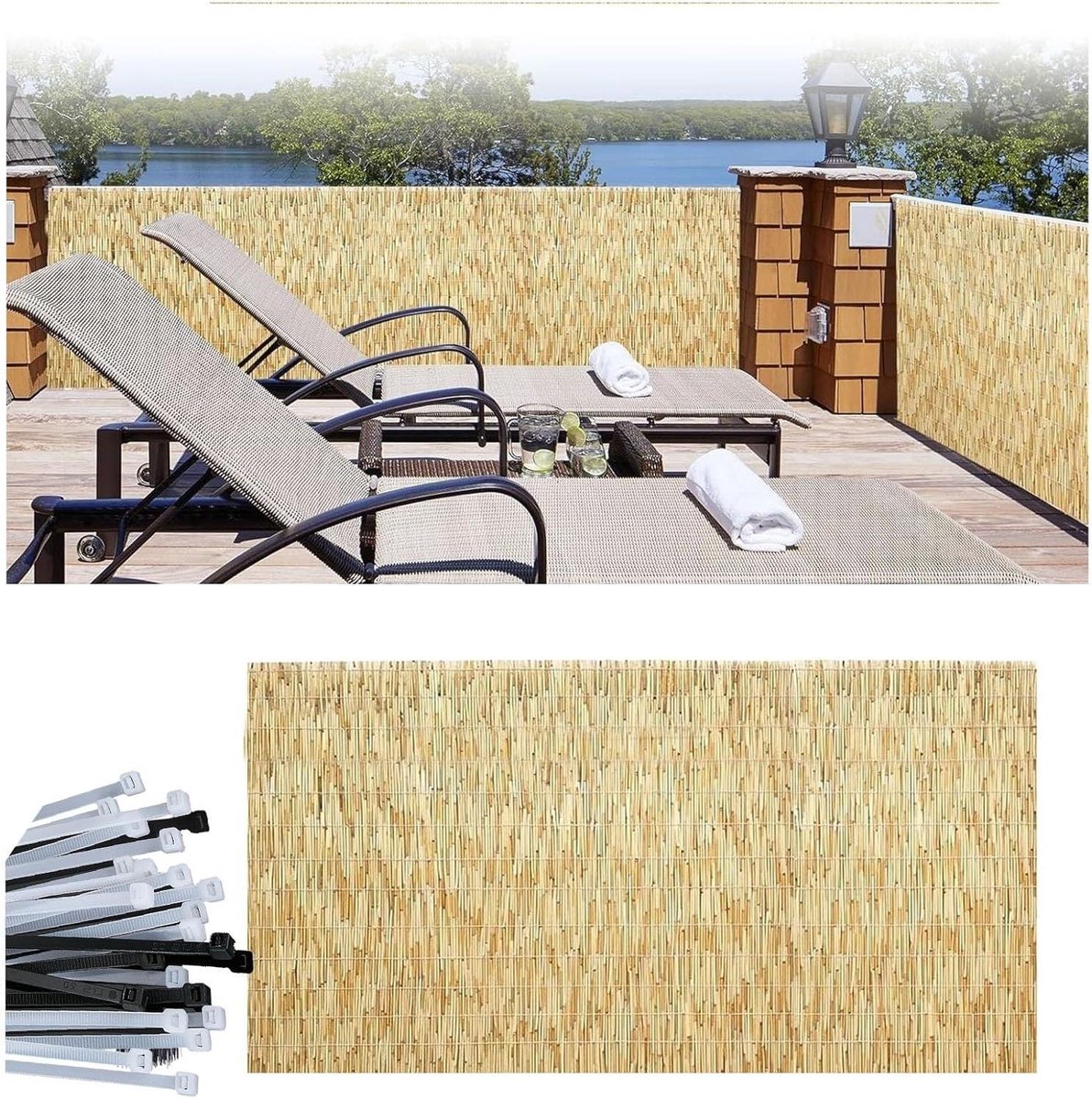 Balkonscherm Riet - Privacy Scherm - Inkijk Beschermen - Op Rol Systeem - 3-6 ft - Natuurlijk
