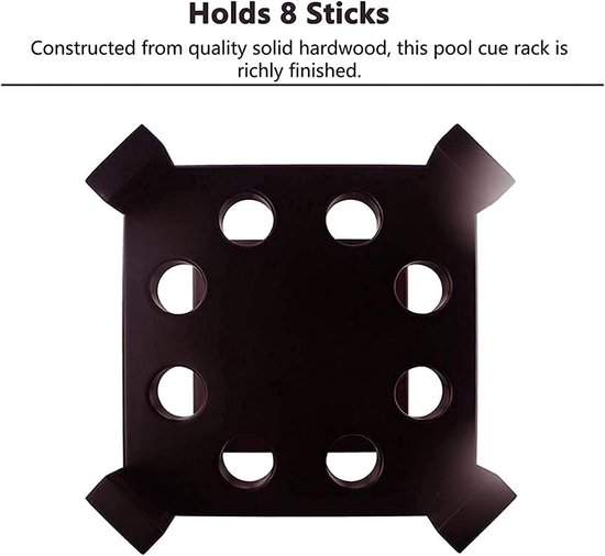 Biljart Keuhouder - Pool Keurek - Biljart Opbergen - Massief Houten Frame - 34x34x70 cm - Houtkleur — afbeelding 3