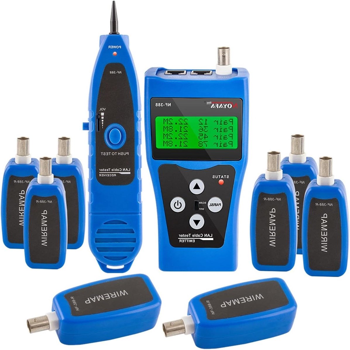 Netwerkkabel Tester - LAN Tester Kabeltester - Netwerk Installatie - Multifunctionele Testen - 8 Poorten - Blauw
