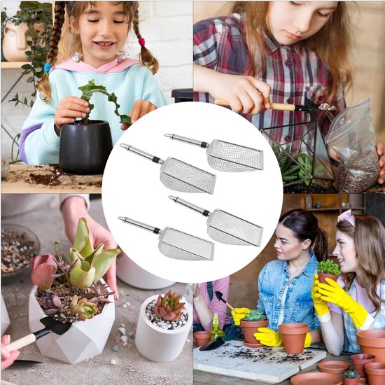 Grondzeef Set - Tuinzeef Gereedschap - Bodem Voorbereiden - Roestvrij Staal - 4 Delig - Zilver — afbeelding 3