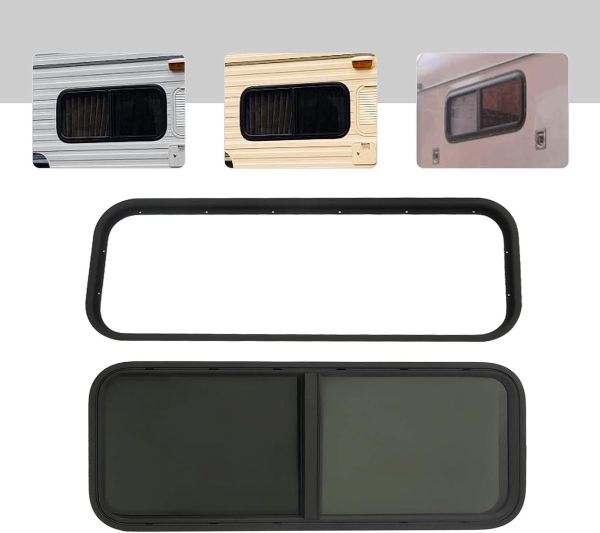 Verduisterde zijramen voor motorhomes en caravans, schuiframen met insectenbescherming, 1000 x 400 mm