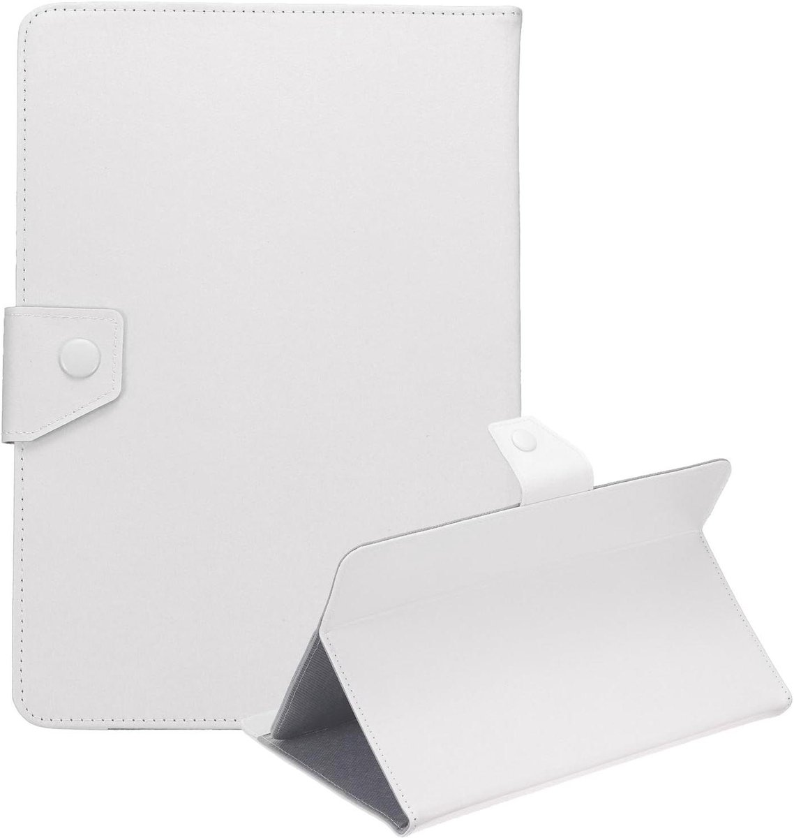 QUARKZMAN Universele beschermhoes voor tablet 10,1 inch (25,6 cm) van PU-leer voor 10,1-10,5 inch touchscreen-tablet, wit
