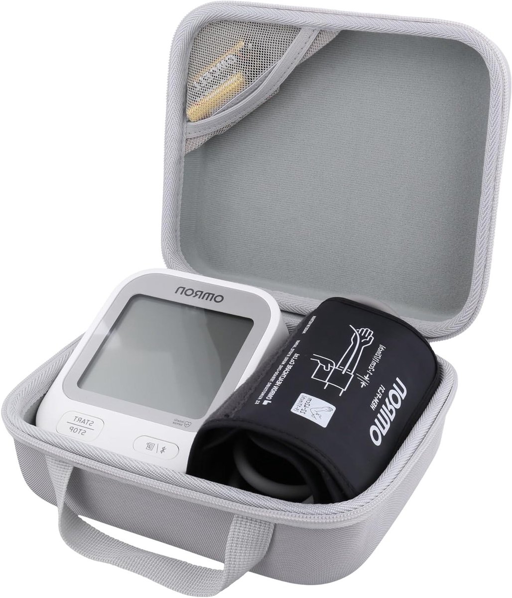 Harde hoes voor bovenarm bloeddrukmeter Omron Silver Bp5255 met netvak voor accessoires en bescherming