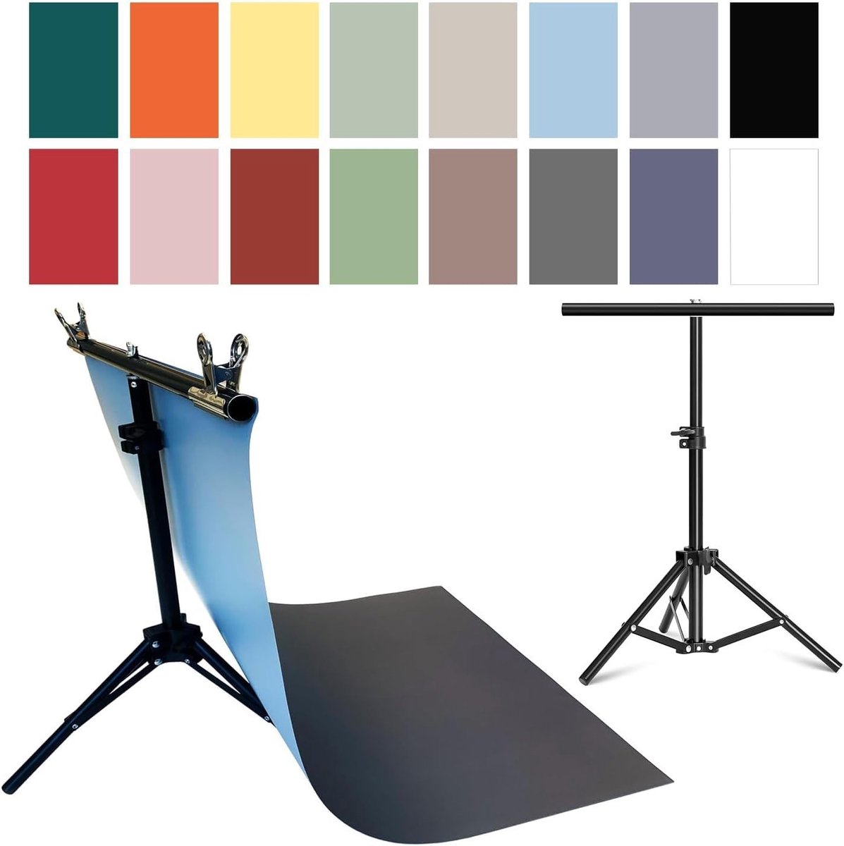 Set van 8 Papieren Fotobehang met Stand voor Tafel Achtergrond 22x34 Inch Naadloos Dubbelzijdig voor Voedsel, Sieraden en Cosmetica Fotografie