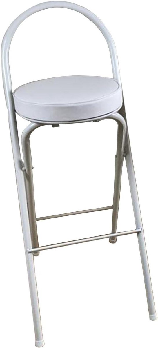 Klapstoel - Hoge kruk - Keuken Zitten - Inklapbaar Ontwerp - 70 cm - Wit
