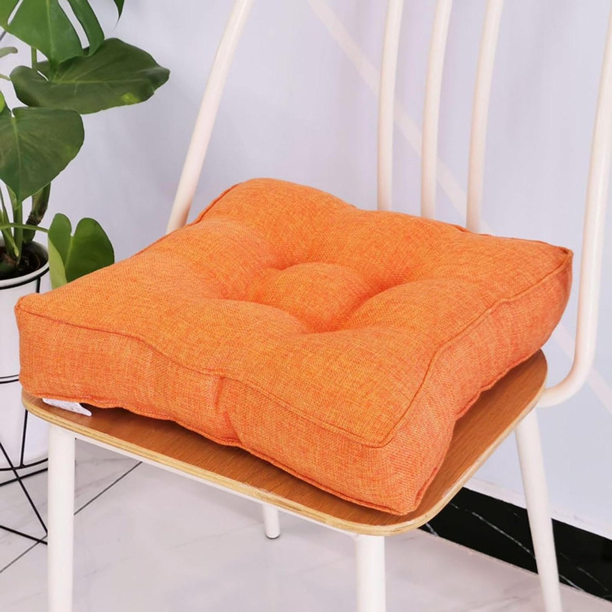 Stoelkussens Set - Zitkussens - Binnen Buiten - Ademend Katoen Linnen - 40x40 cm - Oranje
