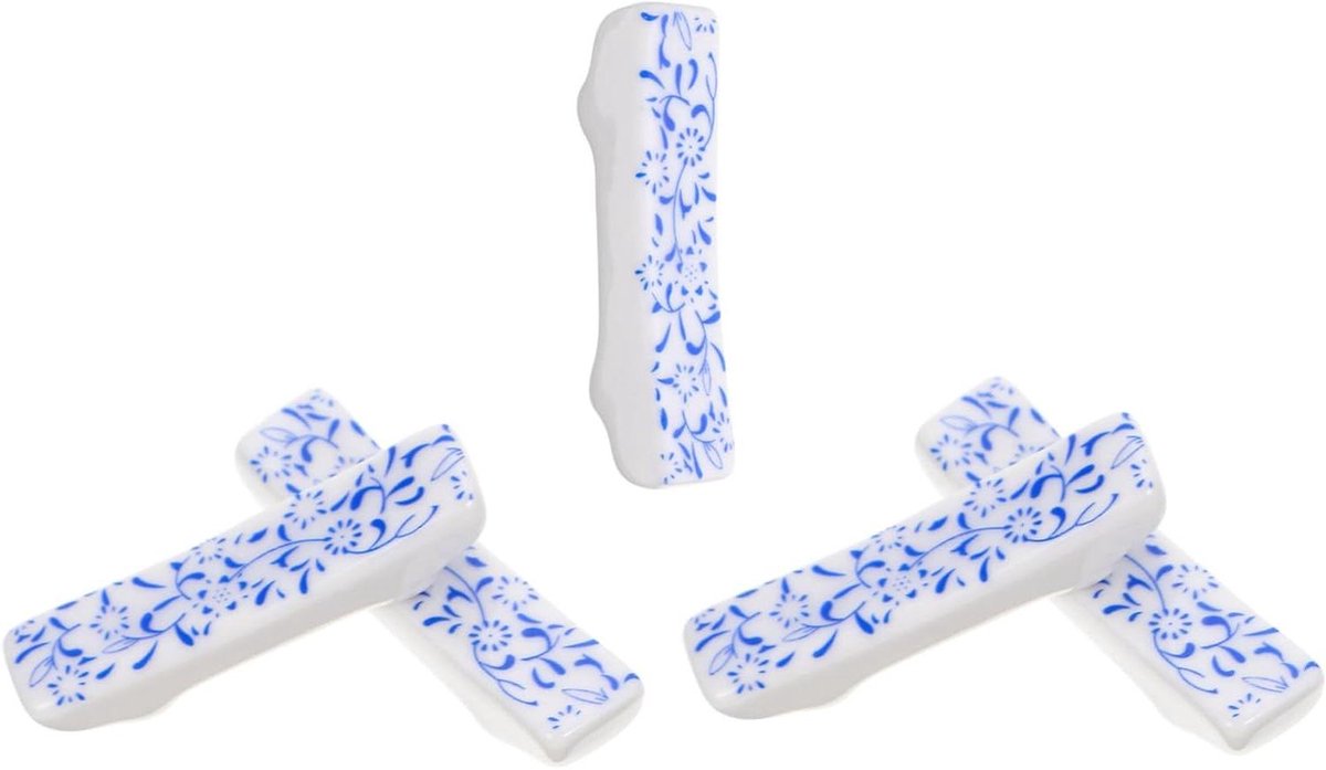 Eetstokhouder Set - Lepelsteun - Tafeldecoratie - Voorkomt rollen - 5 stuks - Blauw