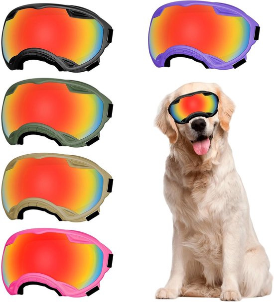 Honden Zonnebril - Huisdier Goggles - Outdoor Activiteit - Zon En Wind Bescherming - Verstelbaar - Zwart — afbeelding 4
