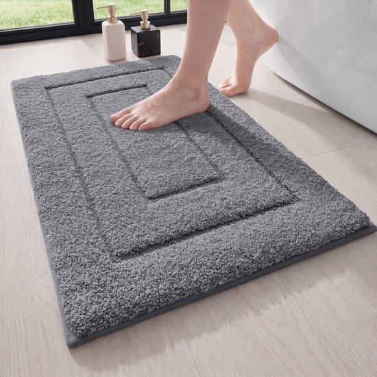 MAESON Badmat 40x60 cm - Antislip & Waterbestendig - Douchemat voor Badkamer - Grijs - Klein - Geschikt voor Douche & Bad