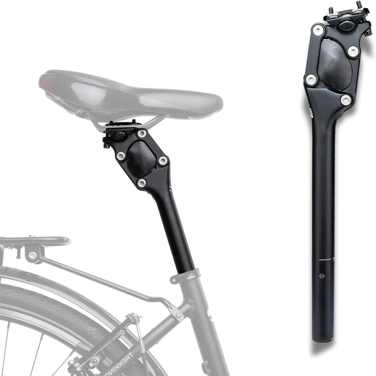 Geveerde Zadelpen - Comfort Zadel - Comfortabel Fietsen - Parallellogram Technologie - 400 mm Lengte - Zwart