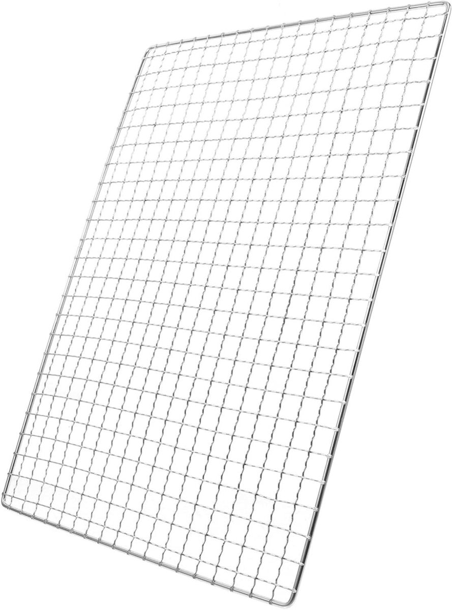 Grillrooster Barbecue - Barbecue Net - Buiten Koken - Voorkomt Vallen - 35x27 cm - Zilver