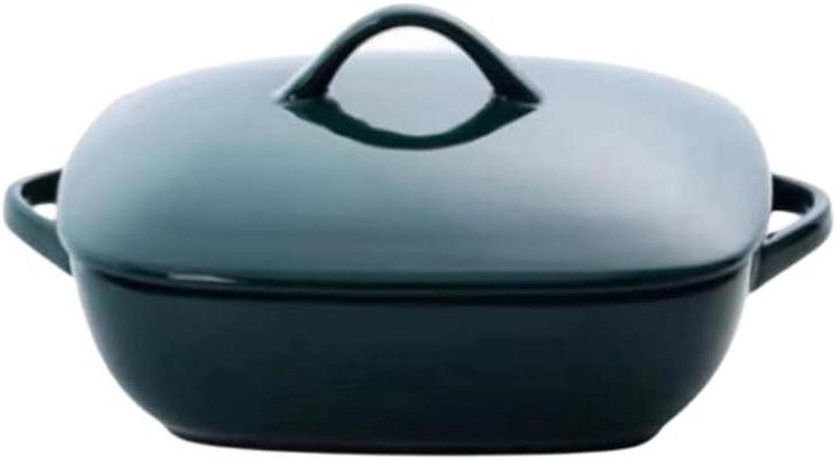 Ovenschaal met Deksel - Keramische Bakplaat - Oven Gebruik - Met Handgrepen - Large - Groen