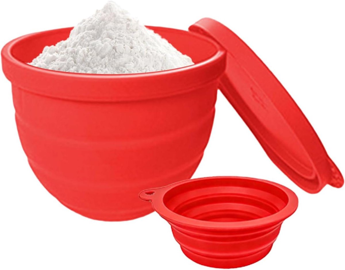 Mixer Spatscherm - Mengkom Inzet - Schoon Bakken - Morsvrij Ontwerp - Diameter 23.4 cm - Rood