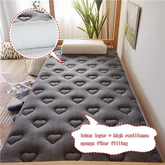 Japanse vloermatras - Futon slaapmat - Comfortabel slapen - 5-laags structuur - 100x200cm - Grijs — afbeelding 4