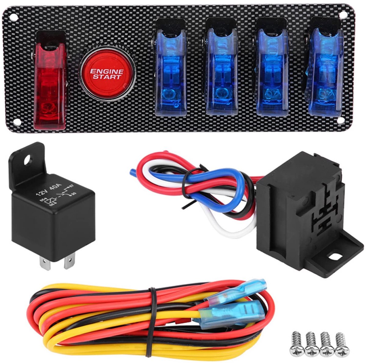 Dailygoods - Dailygoody - Contactslot - Racing Car - Auto Motor Startknop Control Kit - 12V - LED-schakelknoppen - Geschikt voor diverse elektrische apparatuur - P..