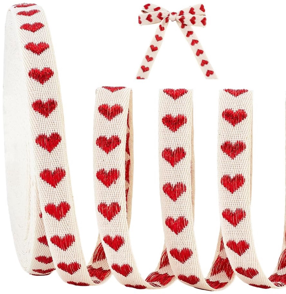 Dailygoods - Innovra - Rood Hartlint 25 Yard voor Decoratie en Cadeaus
