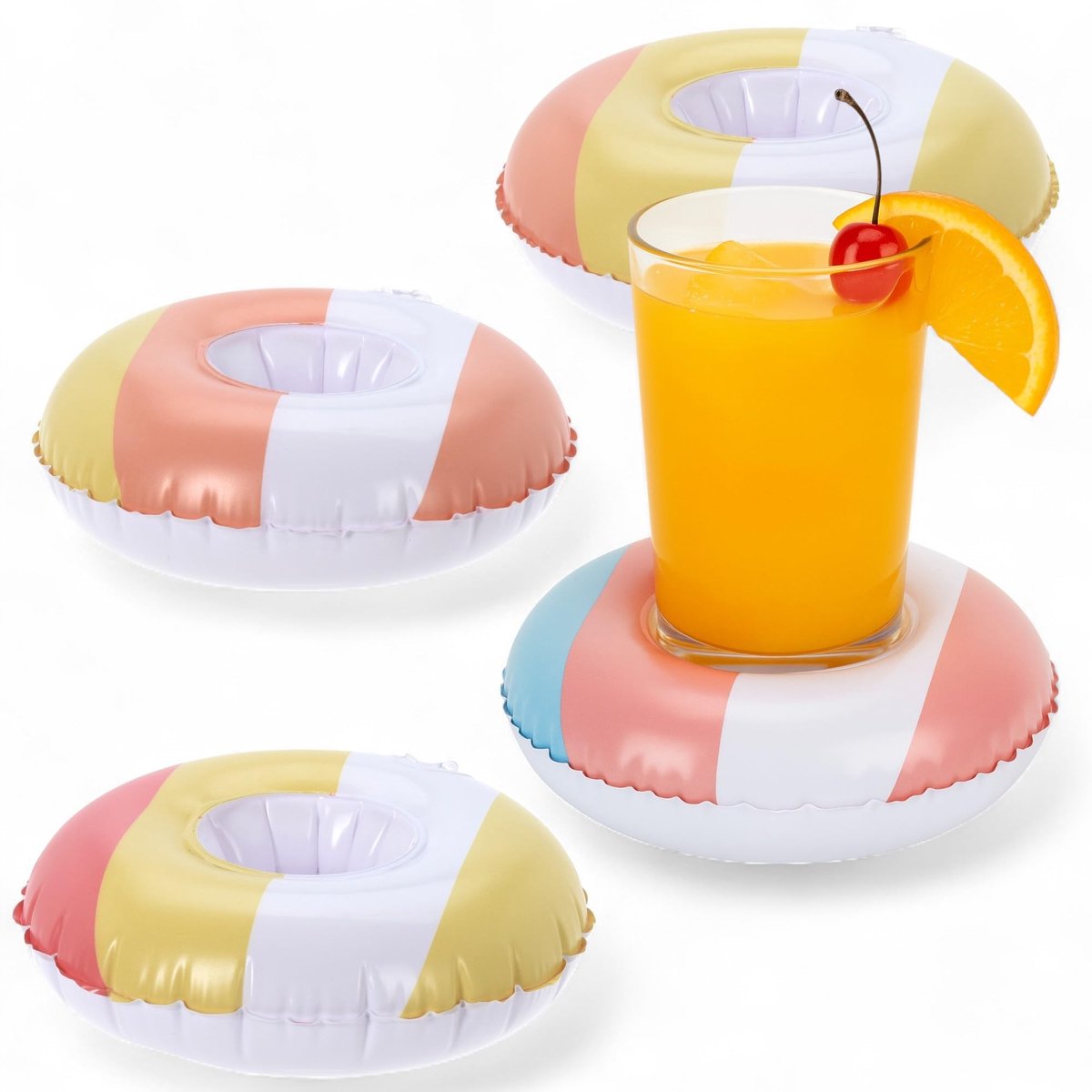 Dailygoods - Set van 4 Opblaasbare Bekerhouders voor Zwembad en Strand