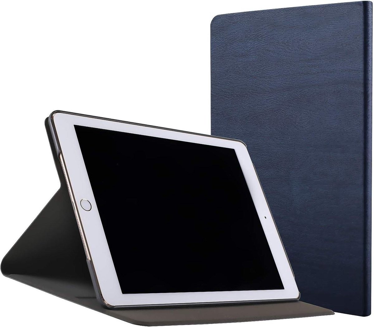 iPad Hoes - Tablet Cover - Bescherming Tablet - Houten Textuur - 23.9 x 16.8 cm - Marineblauw