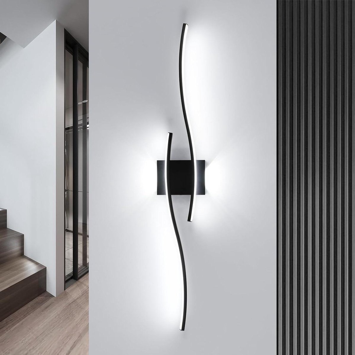 LED Wandlamp - Moderne Verlichting - Woonkamer Verlichten - Creatief Dubbel S Design - 89 cm - Zwart