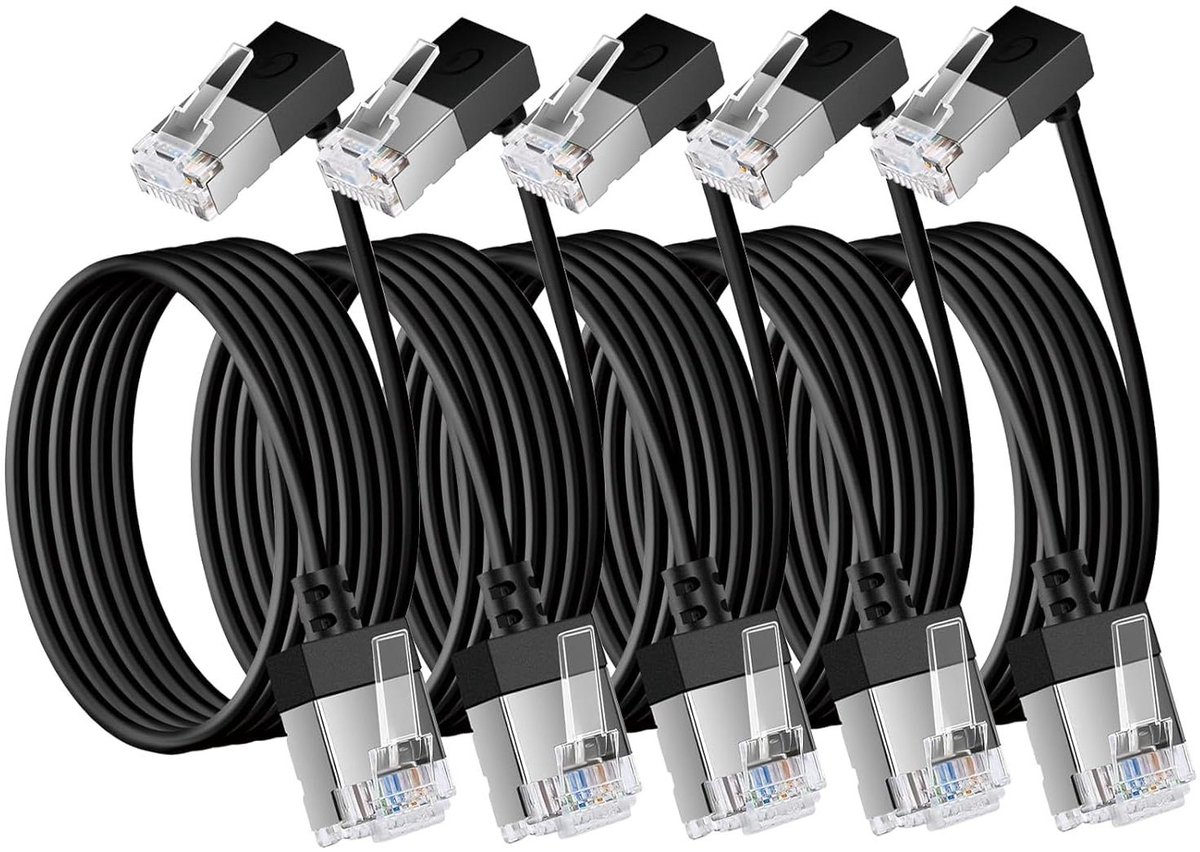 Cat 6A Ethernet Kabel - LAN Kabel RJ45 - Compacte Ruimtes - 90 Graden Hoek - 3 meter - Zwart