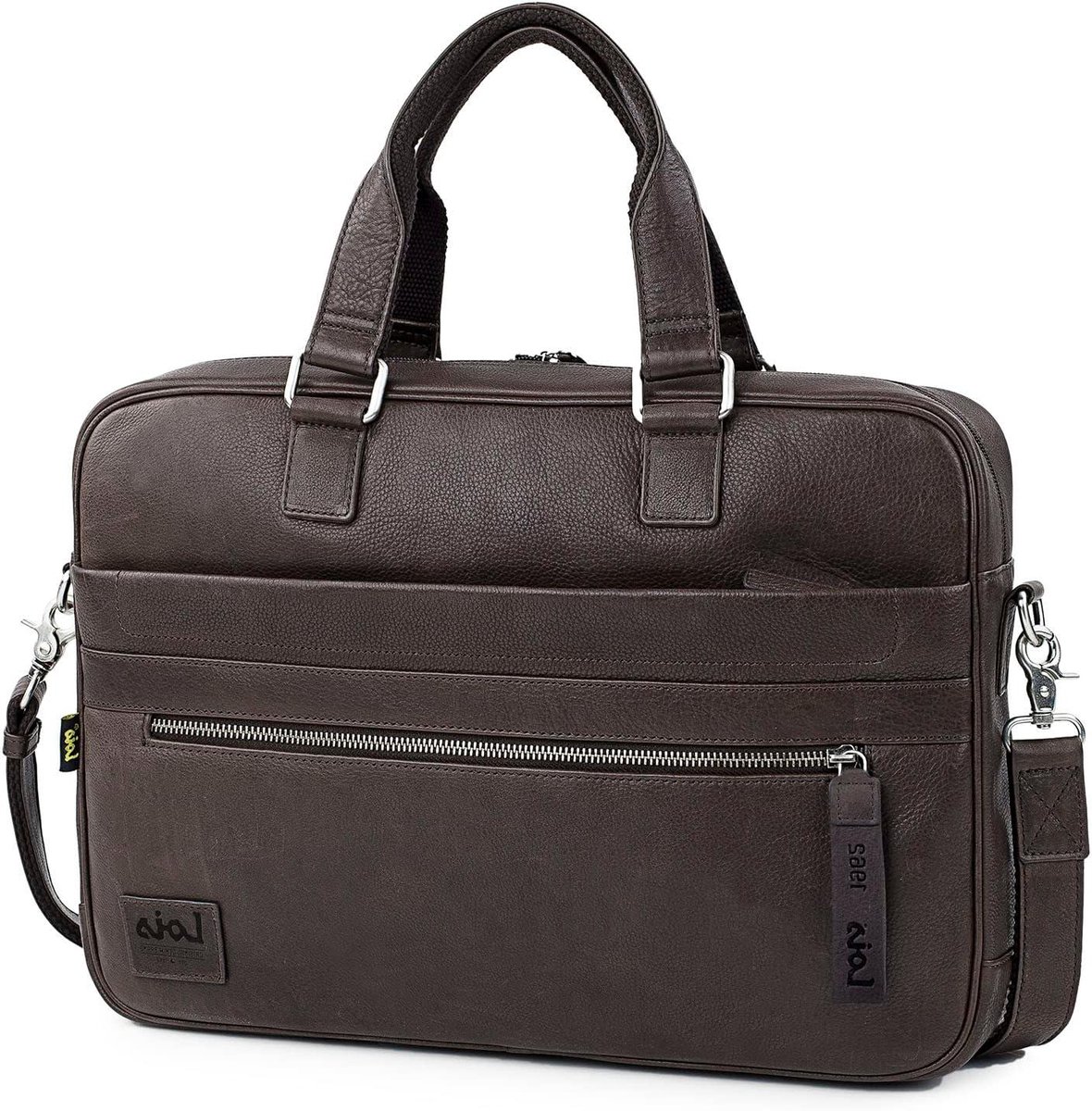 Laptop tas - Aktetas Schoudertas - Dagelijks Gebruik - Echt Leer - 40x28x8 cm - Bruin