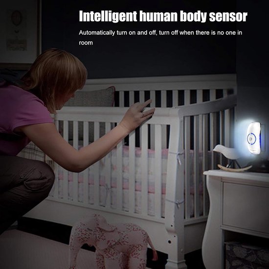 Nachtlampje Bewegingssensor - Nachtlamp Plug-in - Automatisch Verlichten - Ingebouwde Intelligente Sensor - EU Stekker - Wit — afbeelding 3