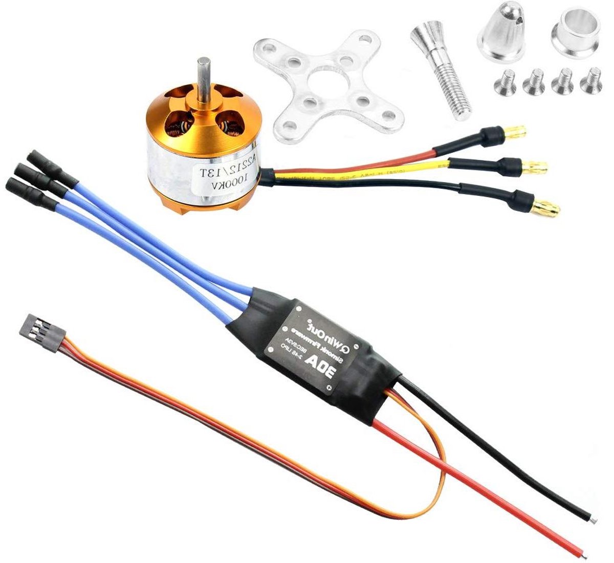 Brushless Motor Set - RC Motor ESC - Drone Bouwen - 1000KV 30A - 25 Grams - Niet gespecificeerd