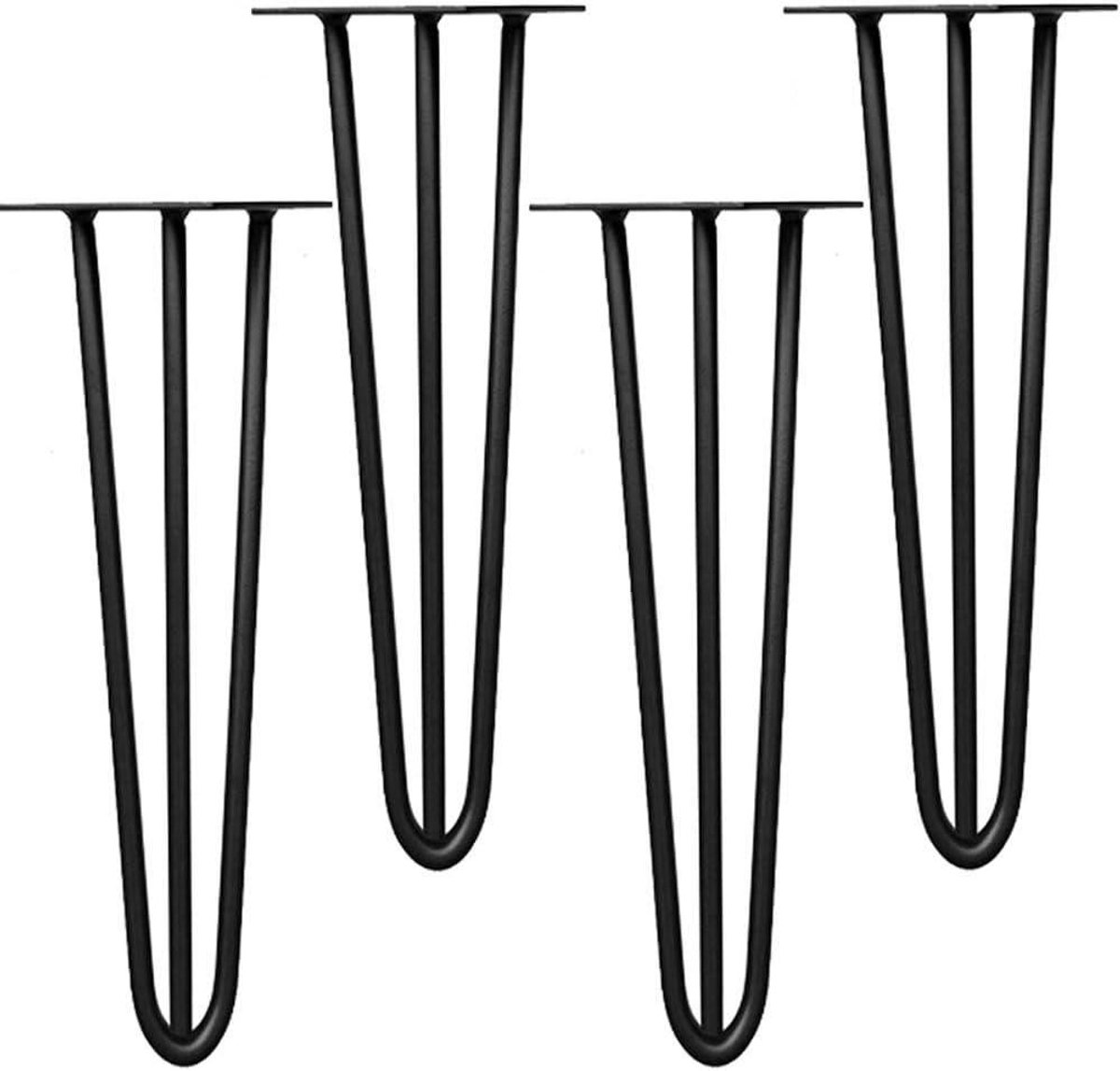Haarspeld Tafelpoten - Meubelpoten Staal - Zelf Meubels Maken - Extra Sterke Plaat - 60 cm Hoog - Zwart