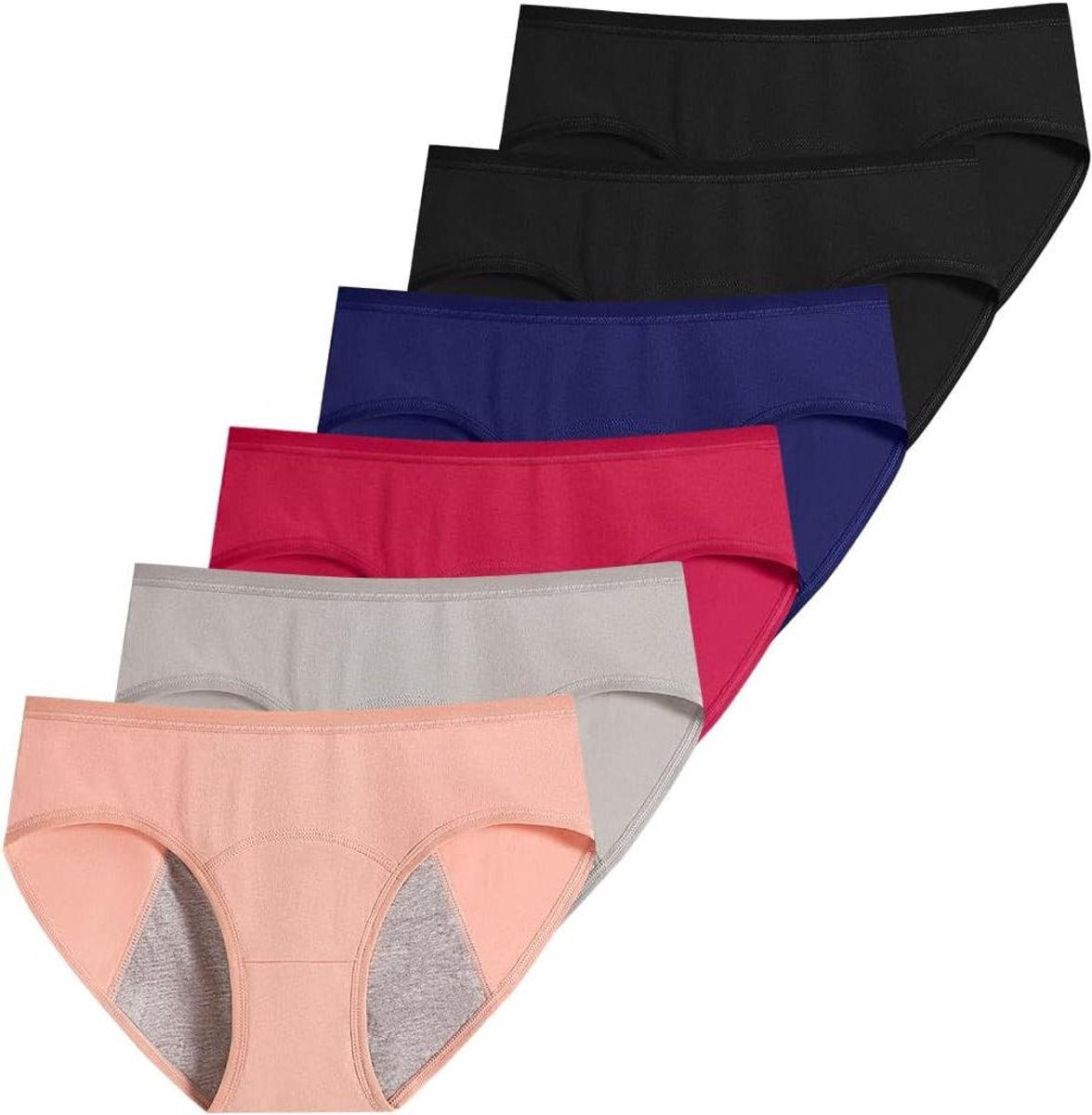 Menstruatie Ondergoed - Period Broekjes - Lekvrije Bescherming - Ademend Katoen - 6 Stuks - Bloemenprint