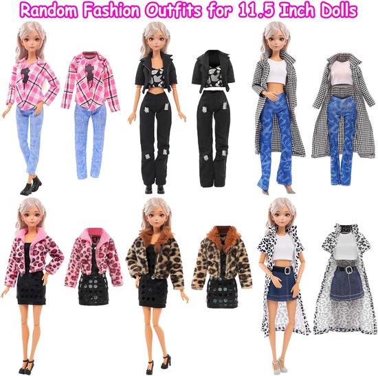 Poppenkleding Set - Poppen Outfits - Kinderen Spelen - 17 Delig - 30 cm - Meerkleurig — afbeelding 4