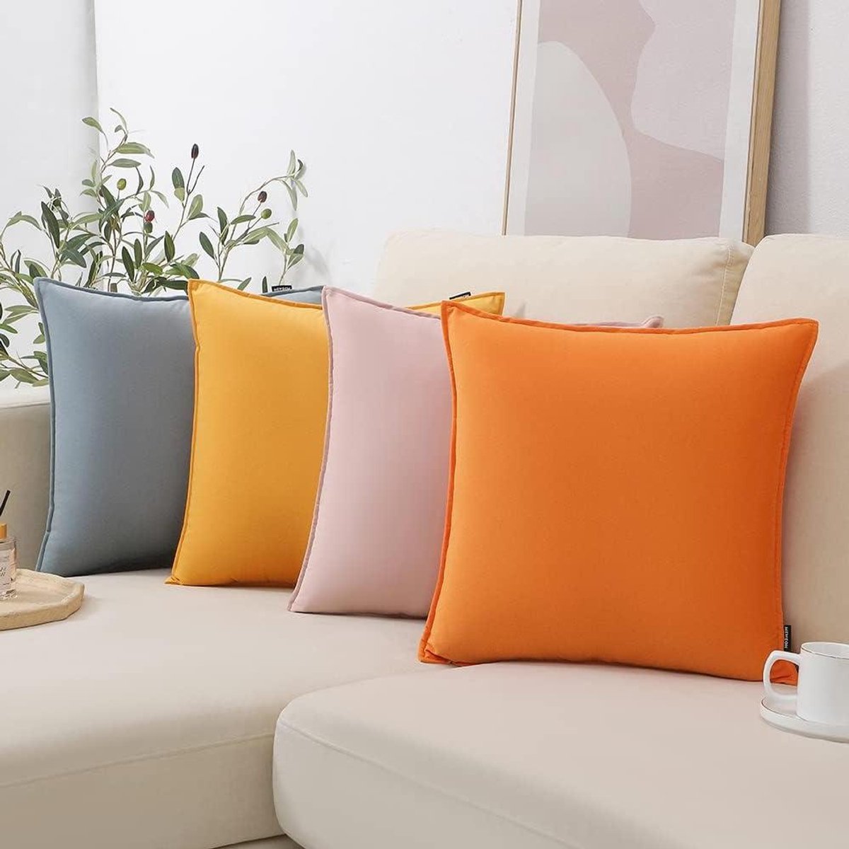 Fluwelen Sierkussenslopen - Decoratieve Kussenhoezen - Huisdecoratie - Handgestikt Lishu Fluweel - 45 x 45 cm - Oranje/Teal