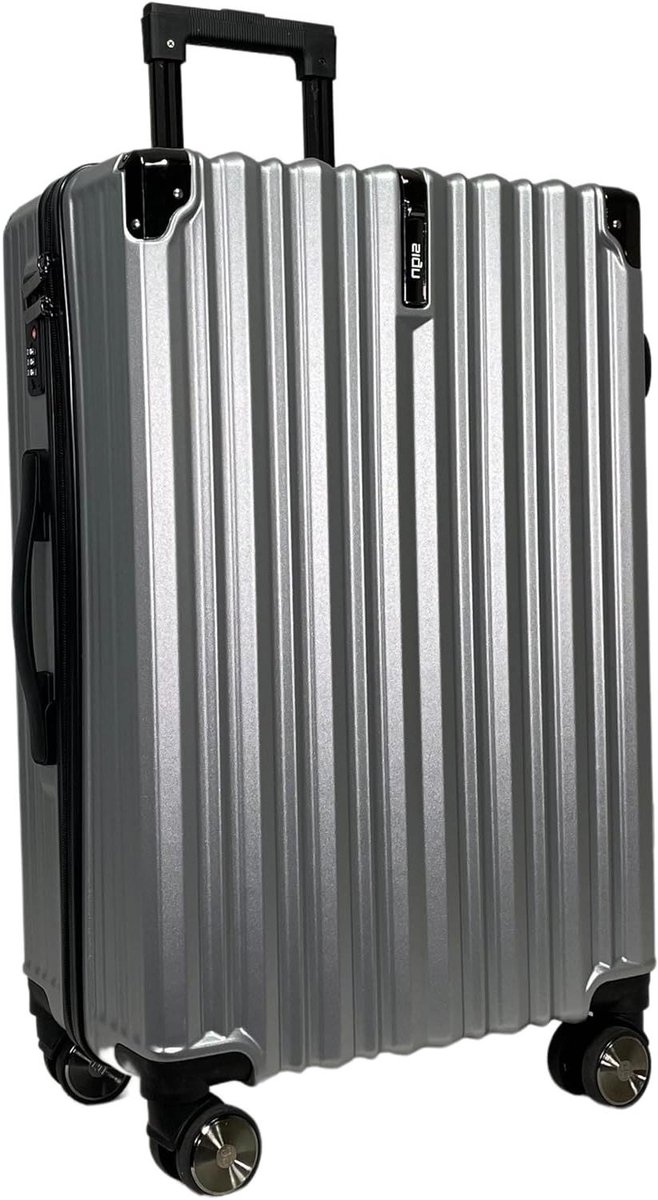 Reiskoffer Hardcase - Koffer ABS - Stijlvol Reizen - Dubbele Wielen - 65cm Medium - Zilver