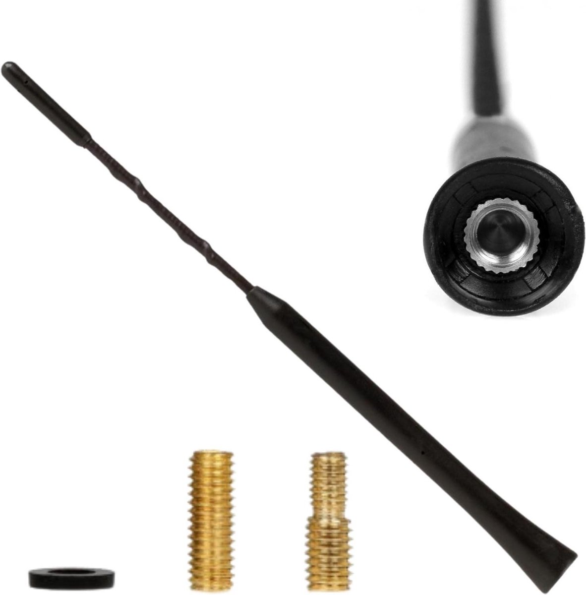 Autoradio Antenne - Dak Mast - AM/FM Ontvangst - Schroef in Montage - 20 cm - Zwart
