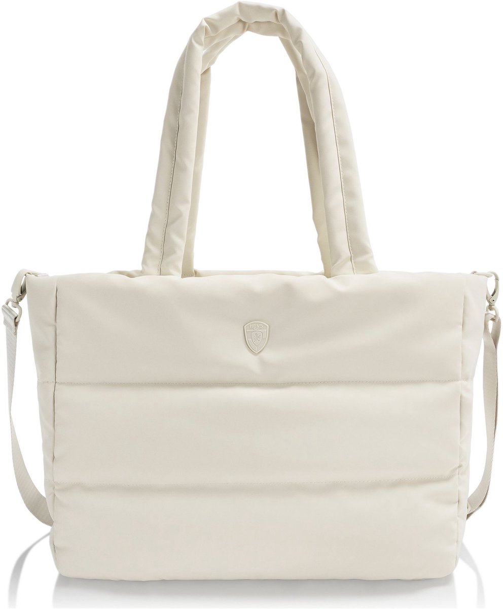 HEYS reistas schoudertas met laptopvak The Puffer Travel Tote White crème