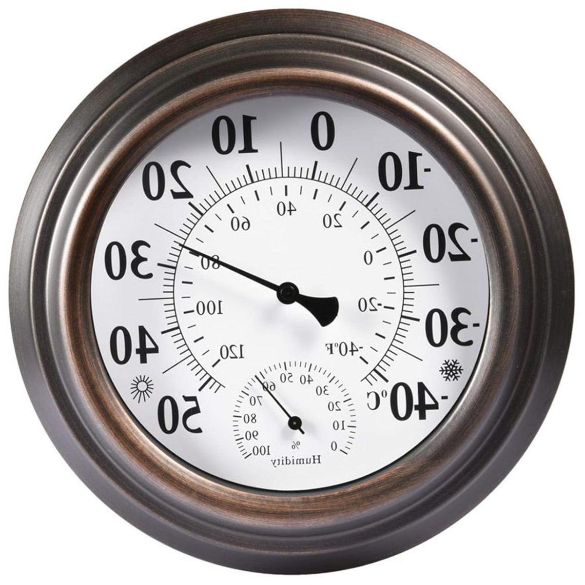 Analoge Thermometer Hygrometer - Vochtmeter Temperatuurmeter - Binnen en Buiten - Hoge Nauwkeurigheid - 203 x 43 mm - Antiek