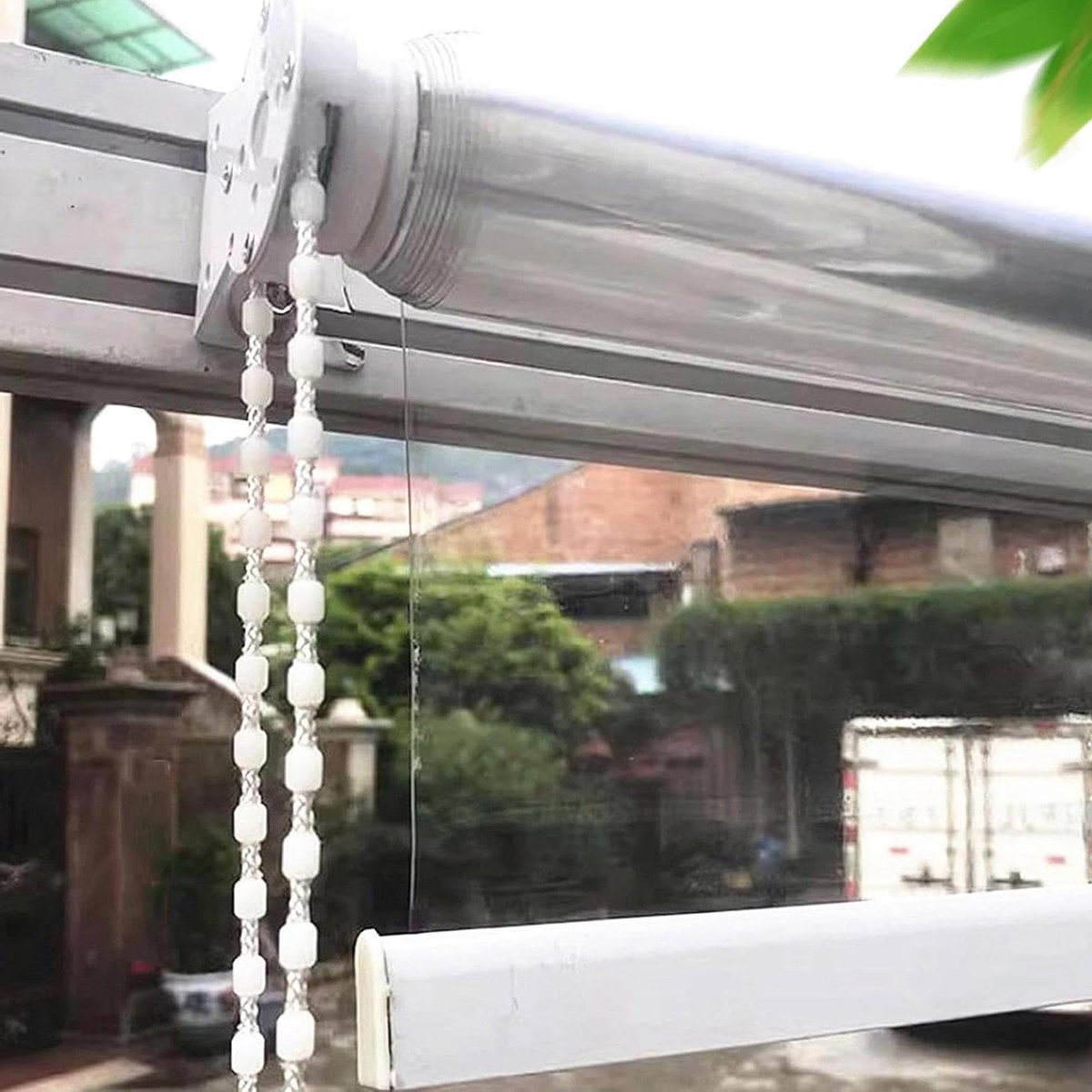 PVC Rolgordijn Buiten - Transparant Jaloezie Gordijn - Veranda Afschermen - 100% Waterdicht Materiaal - 145x100cm - Transparant