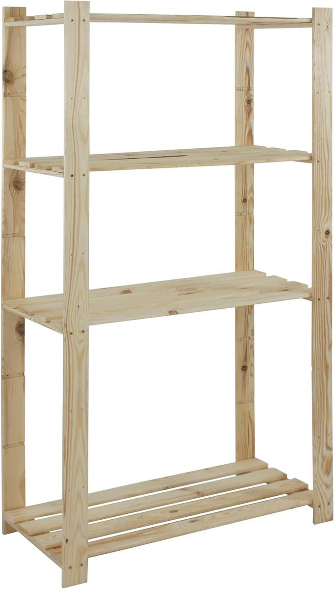 Houten Opbergrek - Opslag Unit - Ruimte Organiseren - Onbehandeld Massief Hout - 150x80x38 cm - Bruin
